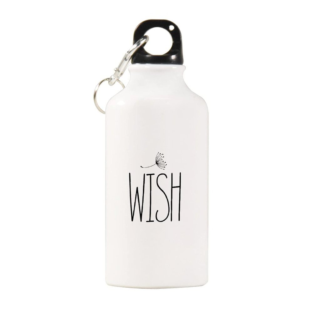 VinMea Funny Stainless Steel Sports Water Bottle Wish Insulated Sports Water Bottle with Carabiner Clip, 20 Oz, White