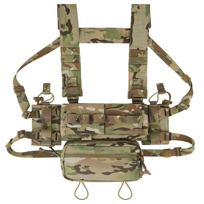 KRYDEX Micro Chest Rig with 5.56/7.62 Magazine Holder,Wing Pouches,Dangler Pouch,Fat Strap Shoulder Harness Set (MC)