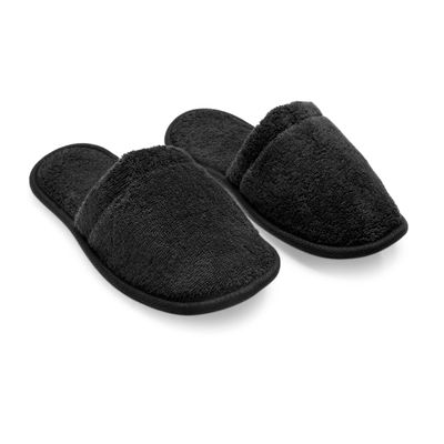 Arus Men's Cotton Slippers Turkish Terry Cloth for Spa and Bath Charcoal Large