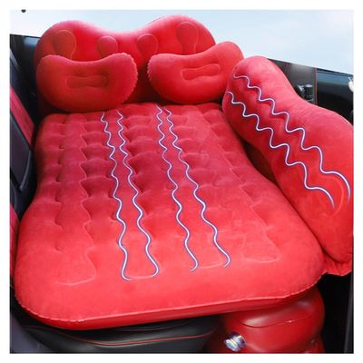 MTFZD PVC Flocking Car Travel Bed Multifunctional SUV Inflatable Air Mattress Outdoor Camping Car Inflatable Bed Accessories Adult Sleeping (Color : Red)