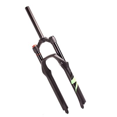 Jejy QR 9mm Mountain Bike Front Fork 26/27.5/29 Inch, Aluminum Alloy Shoulder Control Straight MTB Bicycle Air Suspension Forks (Color : Green Label Manual Lockout, Size : 27.5)