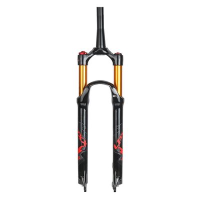 Jejy Bicycle MTB 26/27.5/29 Magnesium Alloy Front Fork, Tapered Tube Shoulder Control Mountain Bike Suspension Fork Disc Brake (Color : Red Label, Size : 26)