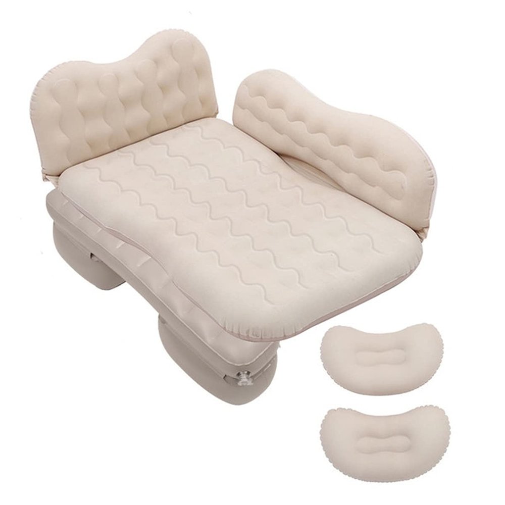 MTFZD Double-Sided Inflatable Back Seat Cushion Portable Car Air Bed SUV Air Mattress Camping Beds with Air Pump for Kids Teens & Adults Outdoor Hiking Traveling (Color : Beige)