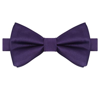 KissTies Pre-Tied Boys Bow Ties Royal Grape Purple Satin Bowtie + Gift Box