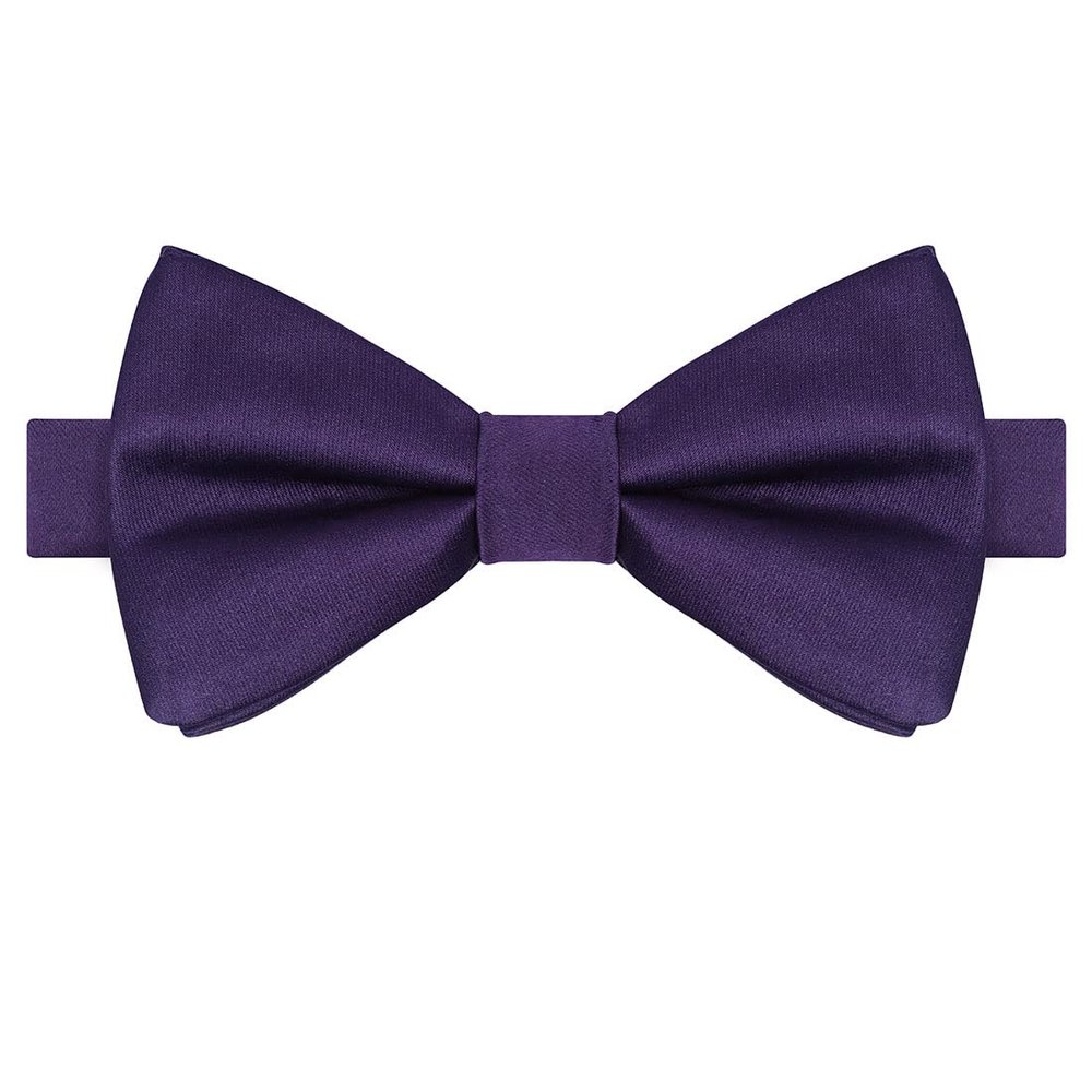 KissTies Pre-Tied Boys Bow Ties Royal Grape Purple Satin Bowtie + Gift Box