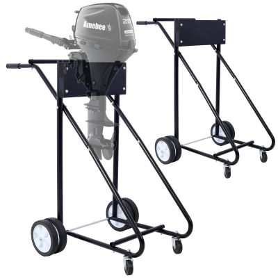 Amebee Boat Engine Outboard Motor Cart Dolly Stand for Installation Carrier Storage Cart Rack Maintenance Boat Outboard Motor Engine Stand Load Bearing 315lbs Black (4 Wheel Cart 315lb)