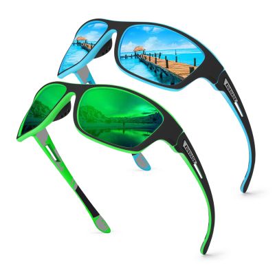 KUGUAOK 2 PACK Polarized Sports Sunglasses for Men Driving Cycling Fishing Sun Glasses 100% UV Protection Goggles