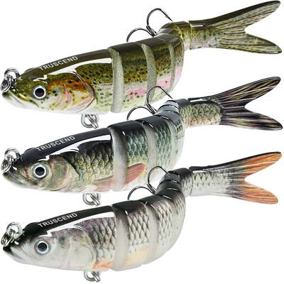 TRUSCEND Swimmax Fishing Lures with BKK Hook Easy Catch: Wiggling, Vibrating, Rattling Gurgling, Heavy-Duty Dyneema Fiber Jointed Swimbaits for Bass, Trout, Walleye, CrappieIdeal for Family Fishing