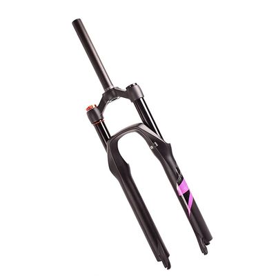Jejy QR 9mm Mountain Bike Front Fork 26/27.5/29 Inch, Aluminum Alloy Shoulder Control Straight MTB Bicycle Air Suspension Forks (Color : Rose red Label Manual Lockout, Size : 26)