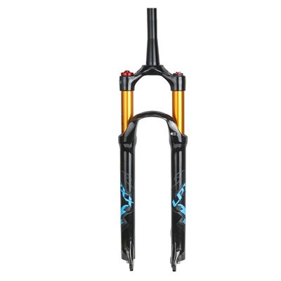 Jejy Bicycle MTB 26/27.5/29 Magnesium Alloy Front Fork, Tapered Tube Shoulder Control Mountain Bike Suspension Fork Disc Brake (Color : Blue Label, Size : 27.5)