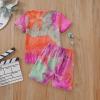 2Pcs Little Boys Girls Tie Dye Outfits Short Sleeve T-Shirt Top+Short Pants Casual Summer Shorts Set (Pink Grey, 120) view 2