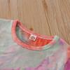 2Pcs Little Boys Girls Tie Dye Outfits Short Sleeve T-Shirt Top+Short Pants Casual Summer Shorts Set (Pink Grey, 120) view 3