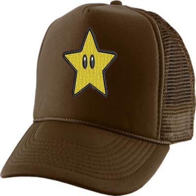 ALLNTRENDS Adult Trucker Hat Star Face Embroidered Baseball Cap Cool Adjustable Stars Snapback (Brown)