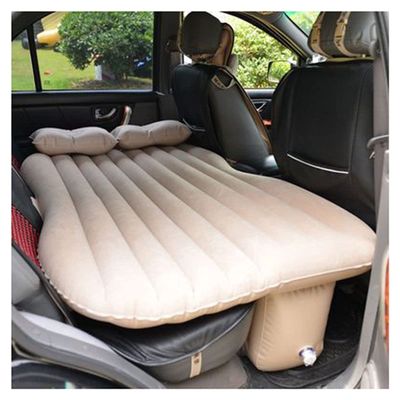 MTFZD Flocking Air Mattress Auto Car Inflatable Bed for Back Seat of Cars SUV's and Mid-Size Trucks Outdoor Travel Camping Universal with Air Pump (Color : Beige1)