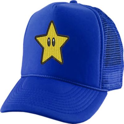 ALLNTRENDS Adult Trucker Hat Star Face Embroidered Baseball Cap Cool Adjustable Stars Snapback (Royal Blue)
