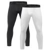 Roadbox 2 Pack Boys Compression Pants Leggings Base Layer Underwear Youth Quick Dry Spandex Tights Running Football Blackwhite view 1