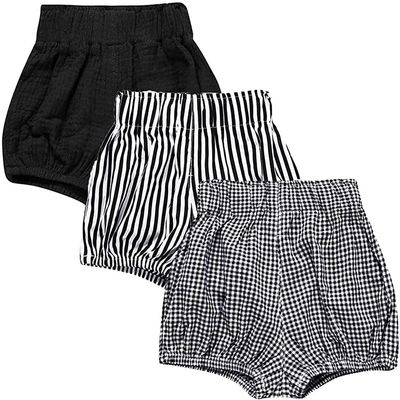 EISHOW Baby Girls Boys 3 Pack Shorts Outfit, 0-5Y Toddler Cotton Linen Ruffle Bloomers Cute Soft PP Shorts Harem Pants