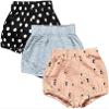 EISHOW Baby Girls Boys 3 Pack Shorts Outfit, 0-5Y Toddler Cotton Linen Ruffle Bloomers Cute Soft PP Shorts Harem Pants view 1