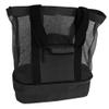 Mhuan Mesh Beach Tote Bag with Detachable Insulated Beach Cooler Compartment Waterproof Sandproof Picnic Pool Bag, Black, Large view 1