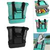 Mhuan Mesh Beach Tote Bag with Detachable Insulated Beach Cooler Compartment Waterproof Sandproof Picnic Pool Bag, Black, Large view 2
