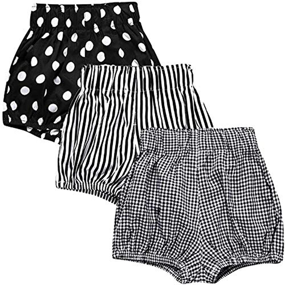 EISHOW Baby Girls Boys 3 Pack Shorts Outfit, 0-5Y Toddler Cotton Linen Ruffle Bloomers Cute Soft PP Shorts Harem Pants