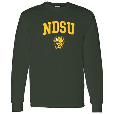AL03 - North Dakota State Bison Arch Logo Long Sleeve T Shirt - X-Large - Forest