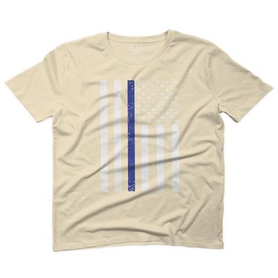 0075. Big Flag USA American Police Support Blue Lives Matter Thin Line Patriotic Style for Men T Shirt (Beige 2X-Large)