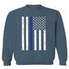 0075. Big Flag USA American Police Support Blue Lives Matter Thin Line Patriotic Style Men's Crewneck Sweatshirt (Indigo Blue Small) view 1