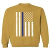 0075. Big Flag USA American Police Support Blue Lives Matter Thin Line Patriotic Style Men's Crewneck Sweatshirt (Gold Small) view 1