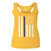 0075. Big Flag USA American Police Support Blue Lives Matter Thin Line Patriotic Style Women's Tank Top Racerback (Gold Large) view 1