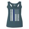 0075. Big Flag USA American Police Support Blue Lives Matter Thin Line Patriotic Style Women's Tank Top Racerback (Indigo Blue X Small) view 1