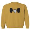 0079. Workout weigthLifting Fitness Cartoon Glove Dumbells Gym Lifting Lift Graphic Men's Crewneck Sweatshirt (Gold Small) view 1