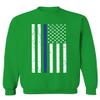 0075. Big Flag USA American Police Support Blue Lives Matter Thin Line Patriotic Style Men's Crewneck Sweatshirt (Irish Green X-Large) view 1