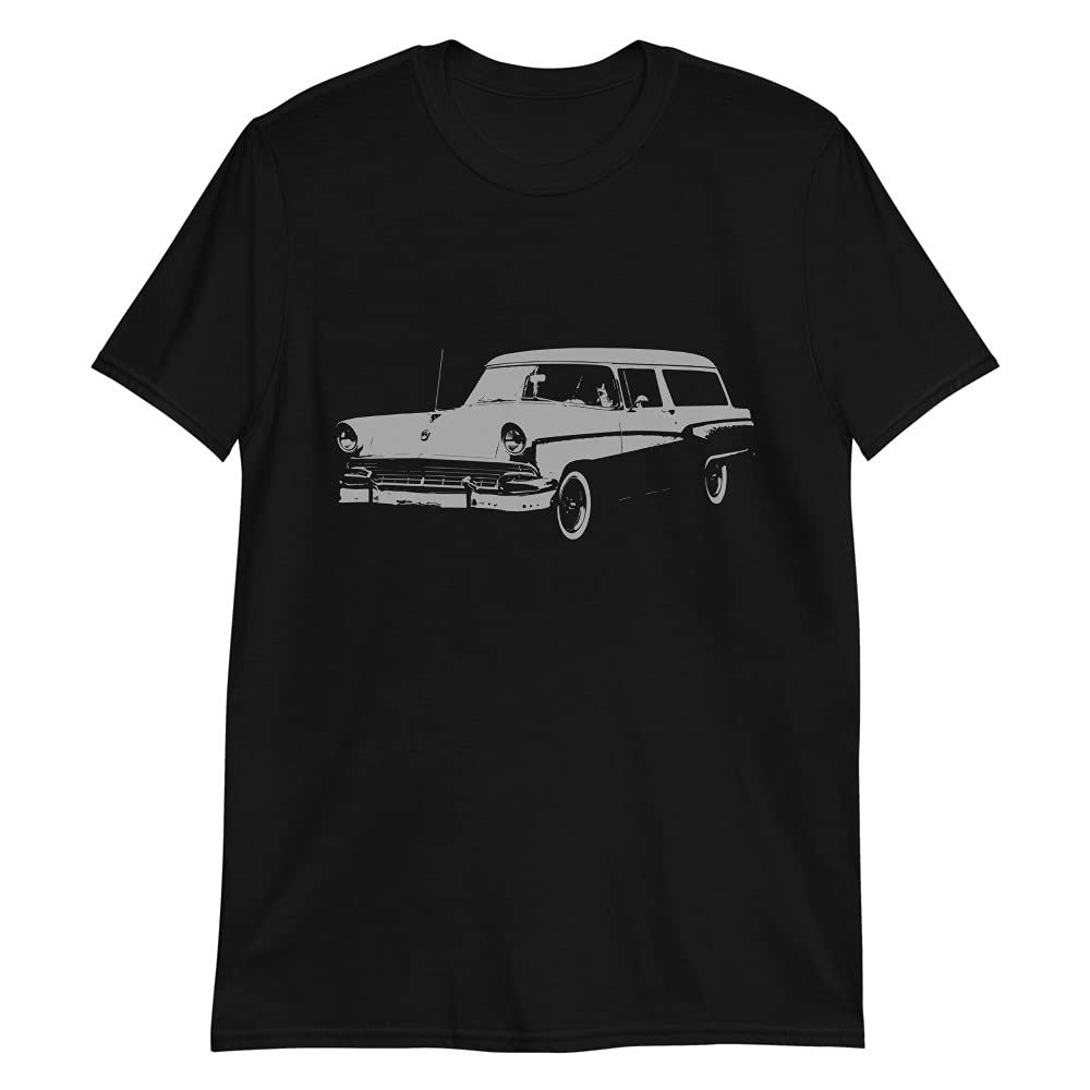 1956 Station Wagon Antique Classic Car Short-Sleeve Unisex T-Shirt Black