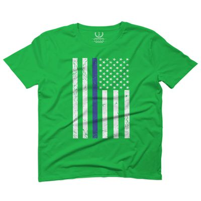 0075. Big Flag USA American Police Support Blue Lives Matter Thin Line Patriotic Style for Men T Shirt (Irish Green 2X-Large)