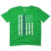 0075. Big Flag USA American Police Support Blue Lives Matter Thin Line Patriotic Style for Men T Shirt (Irish Green 2X-Large) view 1