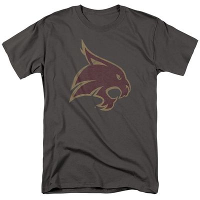 Texas State University Official Distressed Primary Unisex Adult T-Shirt, Charcoal, 5X-Large