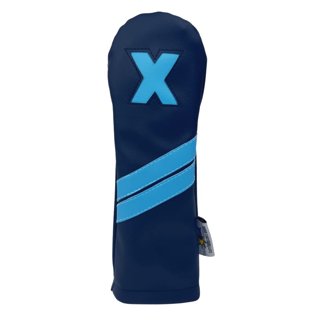 Sunfish Leather Hybrid X Golf Headcover Navy and Light Blue