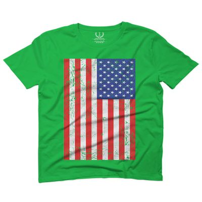 0073. Vintage u.s. American Flag United States of America USA Proud Patriotic Style for Men T Shirt (Irish Green 2X-Large)