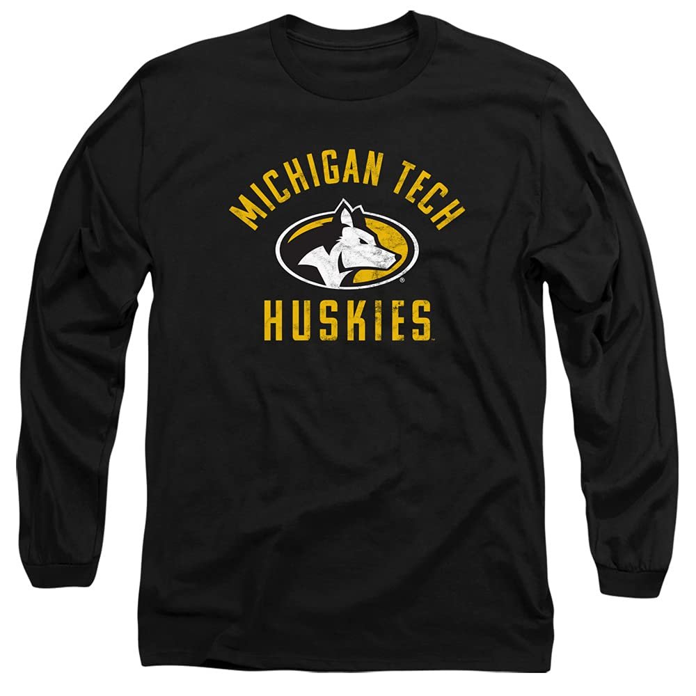 Michigan Tech University Official Mtu Huskies Logo Unisex Adult Long-Sleeve T Shirt,Black, 3X-Large