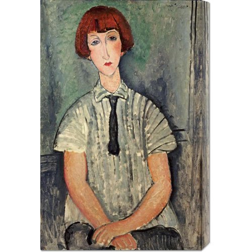 Amedeo Modigliani 'Young Girl in a Striped Shirt' Stretched Canvas