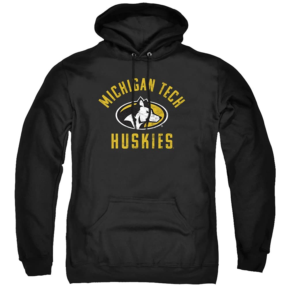 Michigan Tech University Official Mtu Huskies Logo Unisex Adult Pull-Over Hoodie,Black, Medium
