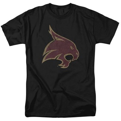 Texas State University Official Distressed Primary Unisex Adult T-Shirt, Black, 5X-Large