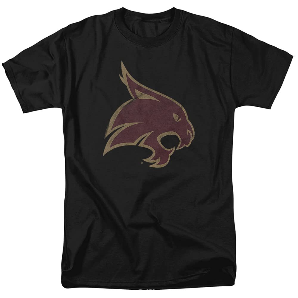 Texas State University Official Distressed Primary Unisex Adult T-Shirt, Black, 5X-Large