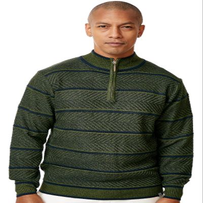 Stacy Adams Mens Sweater Full Patterned Design (Large, Olive)
