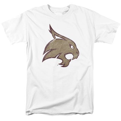 Texas State University Official Distressed Primary Unisex Adult T-Shirt, White, 5X-Large