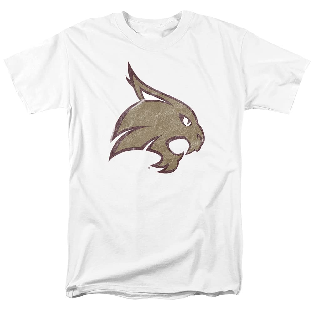 Texas State University Official Distressed Primary Unisex Adult T-Shirt, White, 5X-Large