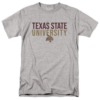 Texas State University Official Stacked Unisex Adult T-Shirt, Athletic Heather, 4X-Large