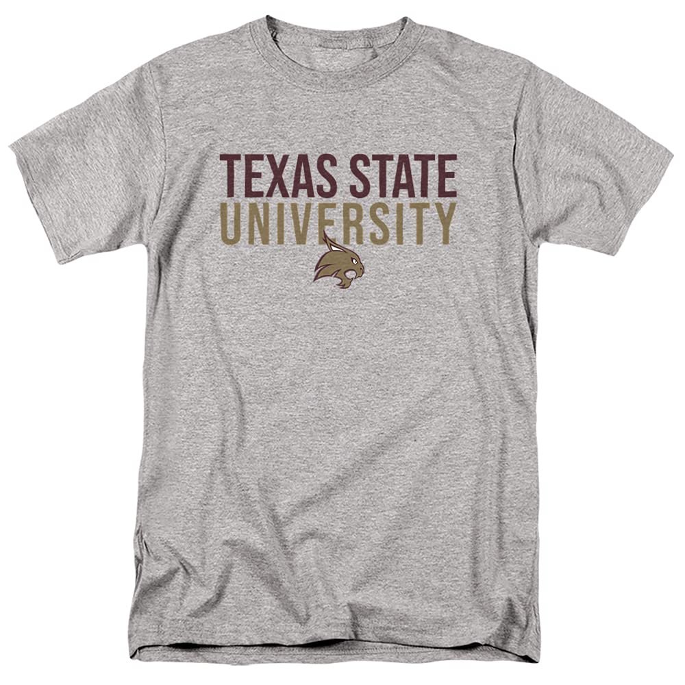 Texas State University Official Stacked Unisex Adult T-Shirt, Athletic Heather, 4X-Large