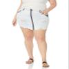 dollhouse Women's Size Acid Wash Plus Mini Skirt with Full Front Zipper, Horizon, 18 view 1